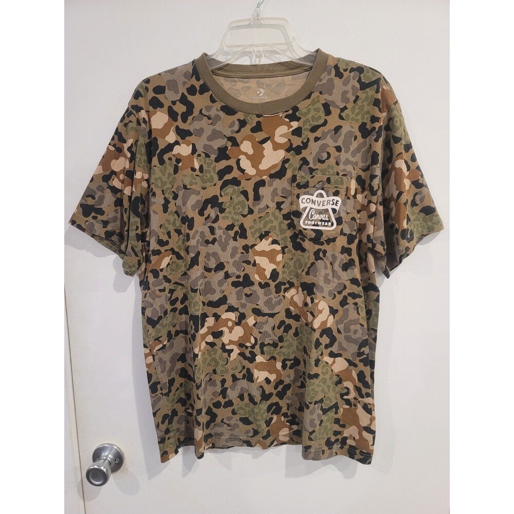 Converse Camo T-Shirt Adult Size large Short Sleeve Crew Neck Green